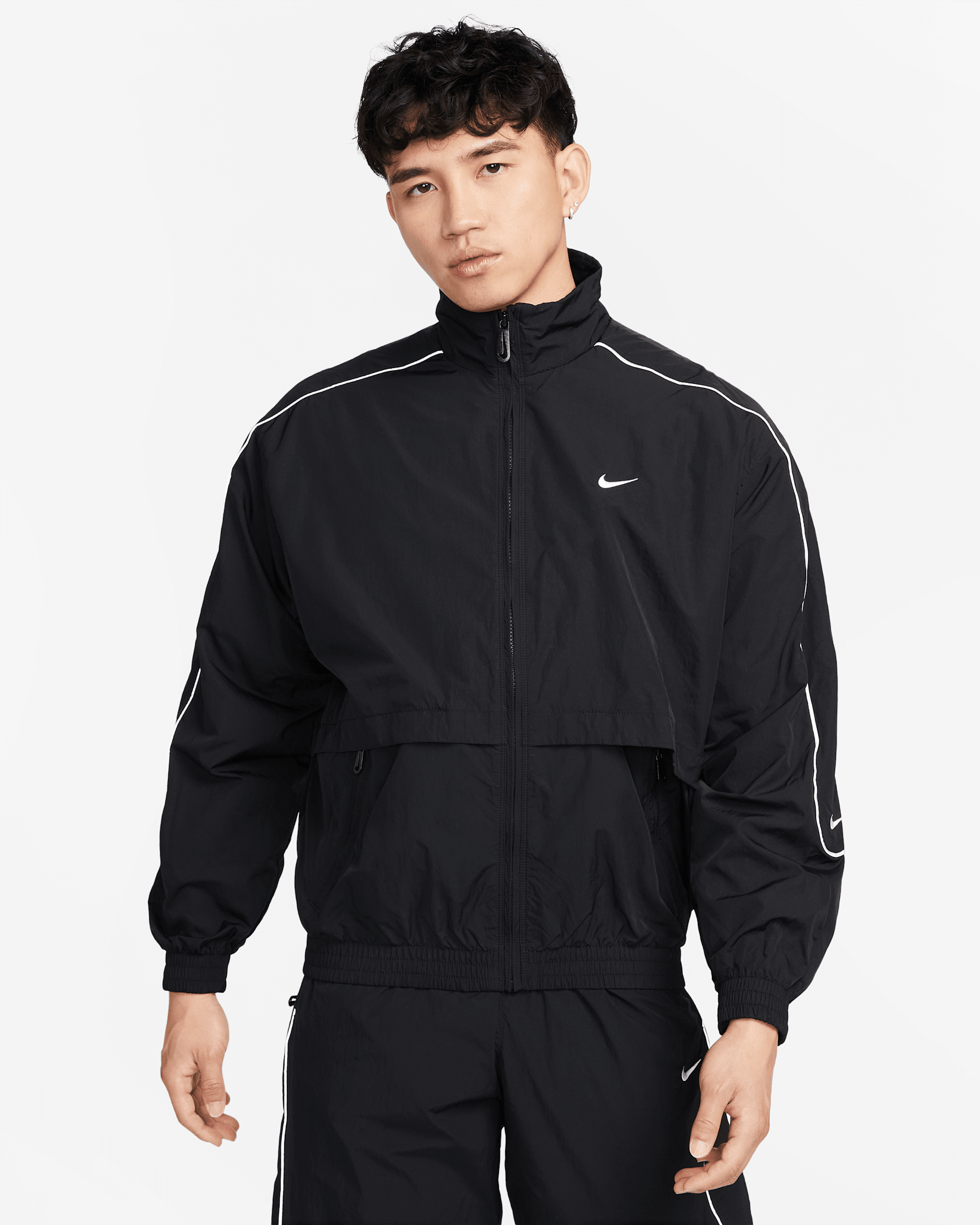 Nike スウッシュ メンズウーブンジャケット ブラック XXL NIKE - XXL NIKE ビッグスウッシュ セットアップ ウーブン